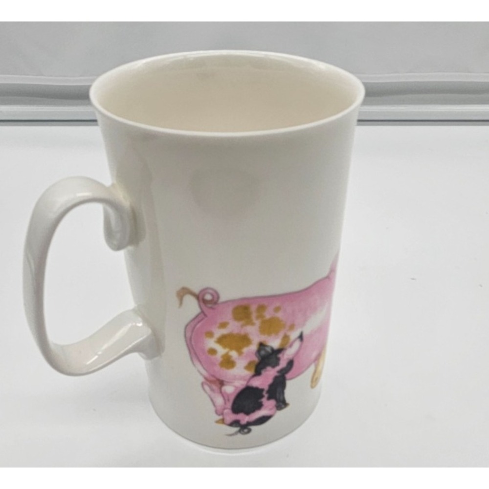 Cute Pig Family Mug White Porcelain Coffee Tea Cup Adorable Farm Animal Design - Picture 3 of 14